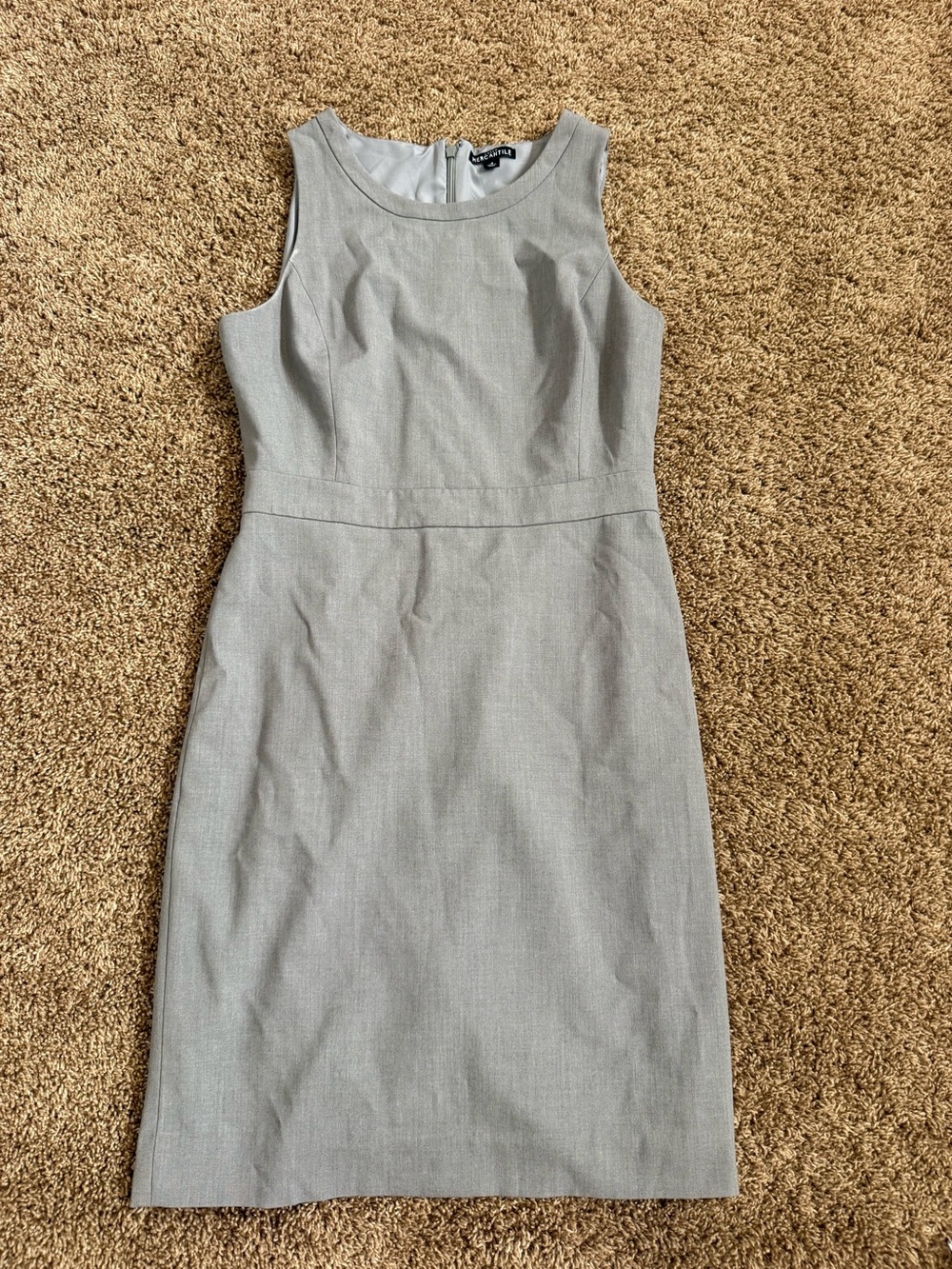 J. Crew Light Gray Sleeveless Midi Sheath Dress